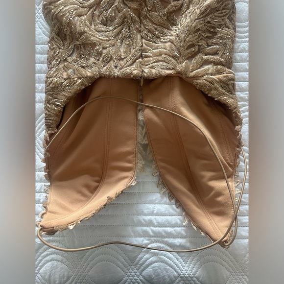 NADINE MERABI TALIA Gold Embroidered Midi Dress - Picture 8 of 9